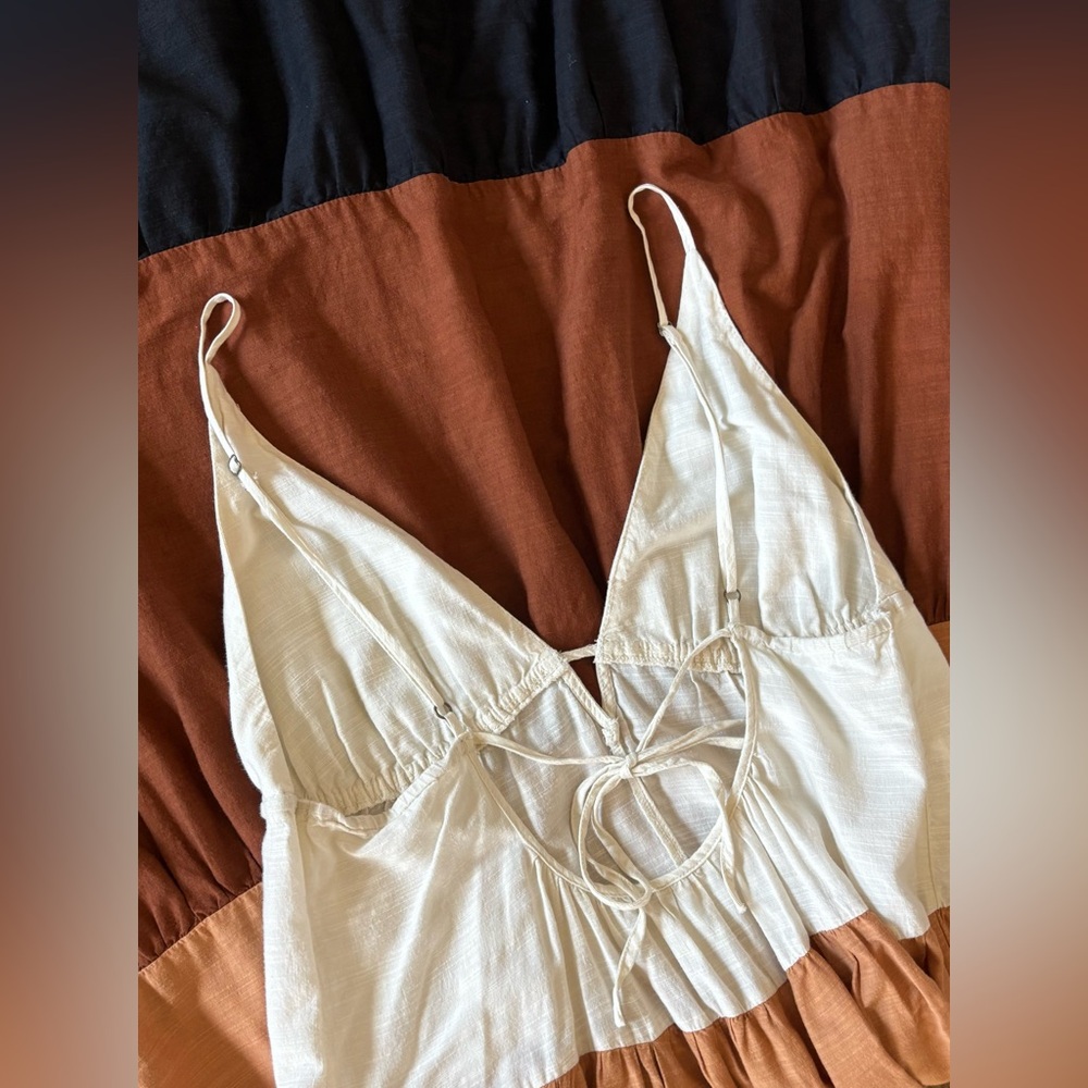 Anthropologie Tiered Maxi Dress in Cream, Tan, Brown, Black - Picture 7 of 8